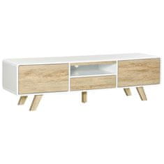 HOMCOM HOMCOM TV stojalo z vrati in predalom, pohištvo za dnevno sobo za TV do 60'' iz MDF, 160x40x45cm, belo in leseno