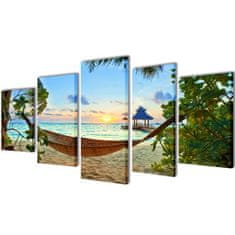Vidaxl Set platen s printom peščene plaže in mreže 200 x 100 cm