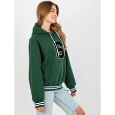 RELEVANCE Ženski pulover s kapuco in našitkom PAMELLA temno zelen RV-BL-8372.04P_392777 Univerzalni