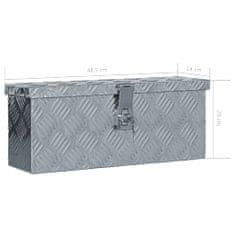 Vidaxl Skrinja iz aluminija 48,5x14x20 cm sive barve