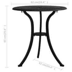 Vidaxl Vrtna miza črna 62x62x65 cm liti aluminij