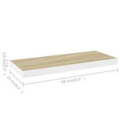 Vidaxl Stenske police 2 kosa barva hrasta in bela 60x23,5x3,8 cm MDF