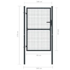 Vidaxl Mrežasta vrtna vrata pocinkano jeklo 100x175 cm siva