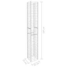 Vidaxl Gabionske košare 3 kosi pocinkano jeklo 25x25x197 cm