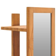 Vidaxl Stensko ogledalo s policami, 30x30x120 cm, masivna tikovina