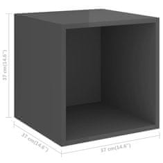 Vidaxl Komplet TV omaric 3-delni visok sijaj siva iverna plošča