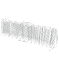 Vidaxl Visoka greda gabion pocinkano jeklo 450x50x100 cm