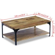 Vidaxl Klubska mizica iz mangovega lesa 100x60x38 cm