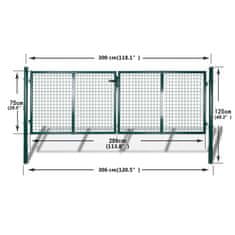 Vidaxl Vrtna vrata mrežasta za ograjo 289 x 75 cm / 306 x 125 cm