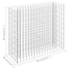 Vidaxl Visoka greda gabion pocinkano jeklo 90x30x90 cm