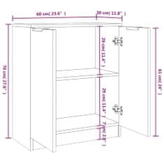 Vidaxl Komoda 2 kosa črna 60x30x70 cm inženirski les