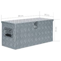 Vidaxl Skrinja iz aluminija 80x30x35 cm srebrne barve