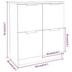 Vidaxl Komoda 2 kosa siva sonoma 60x30x70 cm konstruiran les