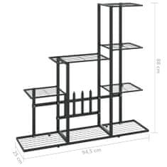 Vidaxl Stojalo za rože 94,5x25x88 cm črno kovinsko