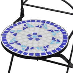 Vidaxl Zložljivi bistro stoli 2 kosa keramika modre in bele barve