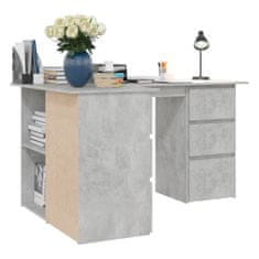 Vidaxl Kotna pisalna miza betonsko siva 145x100x76 cm iverna plošča