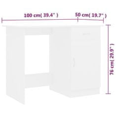 Vidaxl Pisalna miza bela 100x50x76 cm iverna plošča