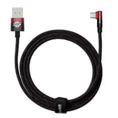 BASEUS Kotni kabel USB na USB-C Elbow 2m 100W (črna/rdeča)