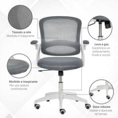 VINSETTO Ergonomski pisarniški stol z mrežastim naslonom in oblazinjenim sedežem, nastavljiva višina, 65,5x61,5x88-
97,5 cm, siva