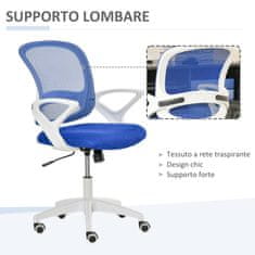 VINSETTO Ergonomski pisarniški stol z oblazinjenim sedežem in
mrežastim naslonom, nastavljiva višina, 65,5x61,5x88-
97,5 cm, modra