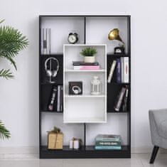 HOMCOM stenska knjižna omara, sodoben dizajn iz črnega in belega lesa, za dom, pisarno, 95x22x150cm
