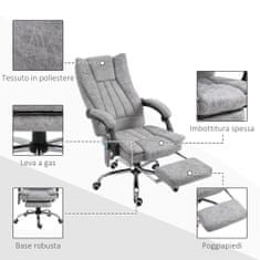 VINSETTO Ogrevan masažni pisarniški stol, nastavljiva višina in nagib, naslon za noge zložljivo, 62x67x113- 120 cm, siva