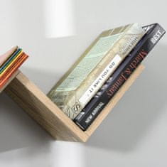 HOMCOM oblikovalska stenska lesena knjižna omara v obliki črke V za dom in pisarno, barva lesa, 80,6 x 16 x 15,2 cm