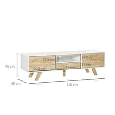 HOMCOM HOMCOM TV stojalo z vrati in predalom, pohištvo za dnevno sobo za TV do 60'' iz MDF, 160x40x45cm, belo in leseno