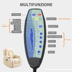 HOMCOM ogrevani masažni naslanjač v bež usnju z 8 masažnimi točkami in daljinskim upravljalnikom, 85x94x104cm