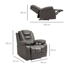 HOMCOM Relax fotelj,
nagibajoč se do 150°, z naslonom za noge, ergonomskim sedežem in dodatnim oblazinjenjem, 94x95x99 cm,
Rjava