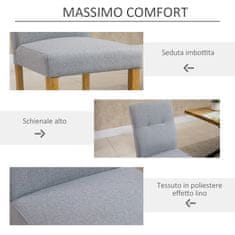 HOMCOM HOMCOM Komplet dveh stolov za jedilnico in dnevno sobo z modernim in ergonomskim dizajnom z visokim naslonom in lesenimi nogami, 50x62x96 cm, siva