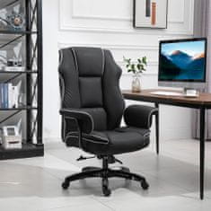 VINSETTO črno-beli pisarniški stol iz usnja z nastavljivo višino 118-124 cm in naslonom
za 150°.
