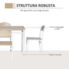 HOMCOM HOMCOM Komplet lesene jedilne mize in 4 stolov iz kovine in MDF, bela