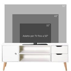 HOMCOM moderna bela lesena TV omarica, oblikovanje TV stojala za TV max. 50"
120x28x44cm