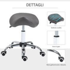 HOMCOM sedlasti delovni stol s
kolesi in nastavljivo višino za frizerske salone in salone za tetoviranje,
52x53x49-61cm siva