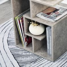 HOMCOM HOMCOM lesena moderna mizica za dnevno sobo s cementnim učinkom in tremi policami 45x40x55cm sive barve