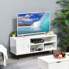 HOMCOM sodobna omarica za TV do 60" in 3 police za dnevno sobo iz lesa MDF, bela, 120x40x55cm