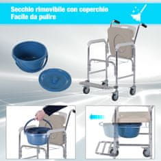 HOMCOM HOMCOM Vodoodporni invalidski voziček z WC sedežem iz umetnega usnja, 4 kolesa, odstranljiv WC sedež za starejše/invalide, 84 × 54 × 96 cm