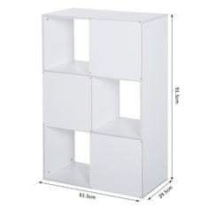 HOMCOM HOMCOM Bela knjižna omara za dom in pisarno, sodobno oblikovana knjižna omara s 6 lesenimi predali, 91,5x29,5x61,5 cm