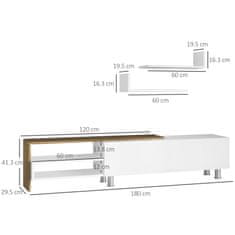 HOMCOM Komplet TV omarice z 2 visečima policama in omarico