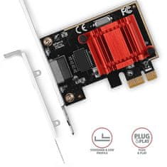 AXAGON PCEE-GIX, omrežna kartica PCIe - 1x Gigabit Ethernet vrata (RJ-45), Intel i210AT, PXE, vključ. LP