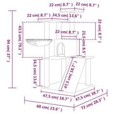 Greatstore Mačje drevo s praskalniki iz sisala svetlo sivo 94 cm