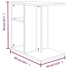 Vidaxl Stranska mizica siva sonoma 50x30x50 cm inženirski les