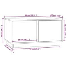 Vidaxl Klubska mizica siva 80×50×40 cm trdna borovina