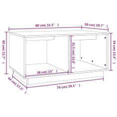 Vidaxl Klubska mizica siva 80×50×40 cm trdna borovina