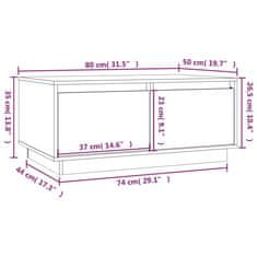 Vidaxl Klubska mizica črna 80x50x35 cm trdna borovina