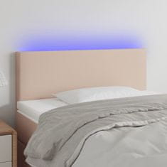 Vidaxl LED posteljno vzglavje kapučino 90x5x78/88 cm umetno usnje