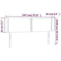 Vidaxl LED posteljno vzglavje modro 147x16x78/88 cm blago