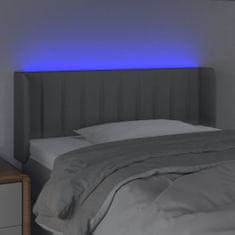 Vidaxl LED posteljno vzglavje svetlo sivo 83x16x78/88 cm blago