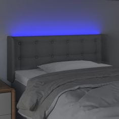 Vidaxl LED posteljno vzglavje svetlo sivo 83x16x78/88 cm blago